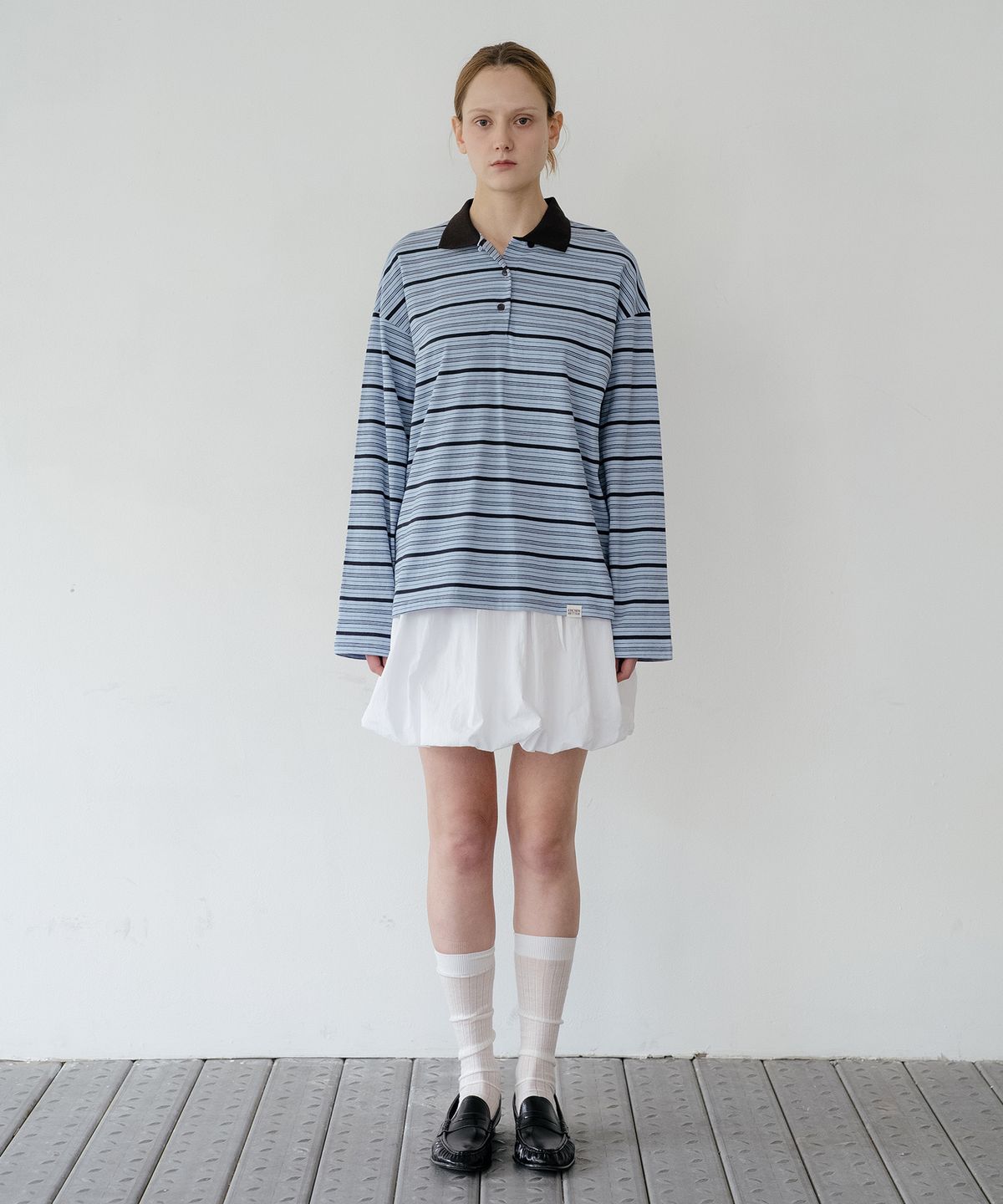 노운베러(KNOWNBETTER) Button ponit collar longsleeve T-shirt [KNSS06TS12]_Blue