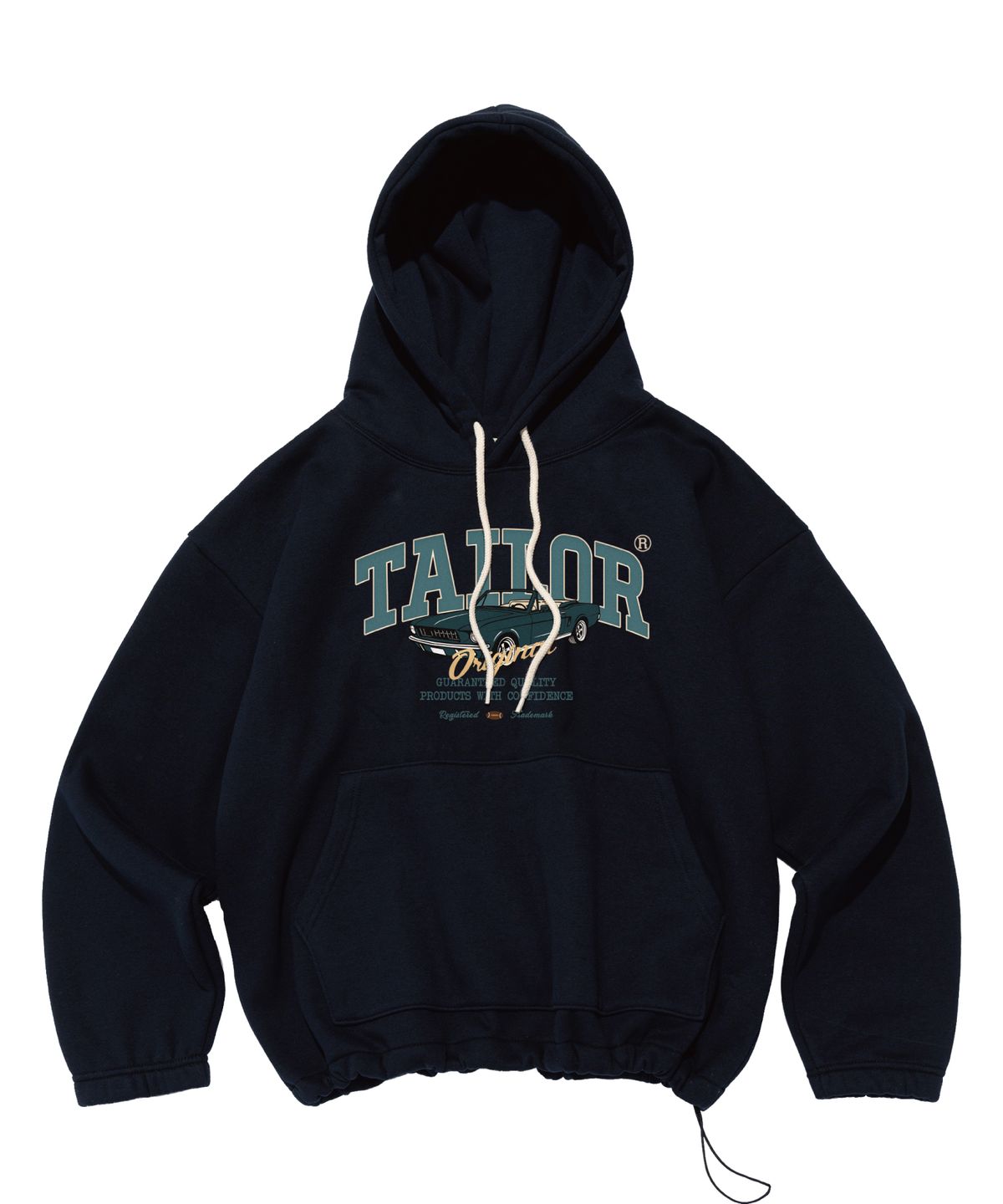 테일러 스튜디오(TAILOR STUDIO) [기모/NO기모] 클래식 카 그래픽 스트링 후드티셔츠 (네이비)