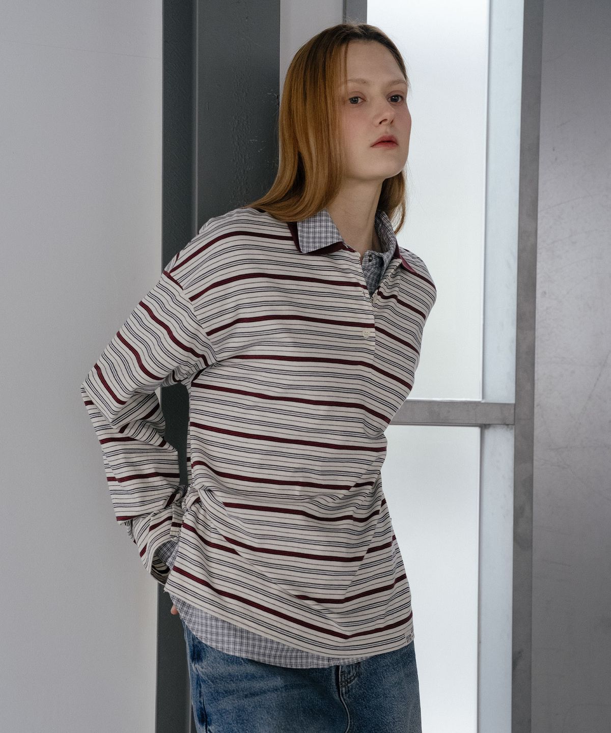 노운베러(KNOWNBETTER) Button ponit collar longsleeve T-shirt [KNSS06TS11]_Ivory
