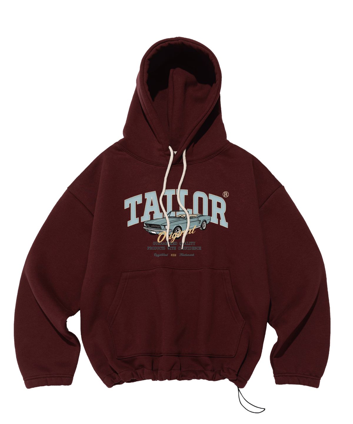 테일러 스튜디오(TAILOR STUDIO) [기모/NO기모] 클래식 카 그래픽 스트링 후드티셔츠 (와인)