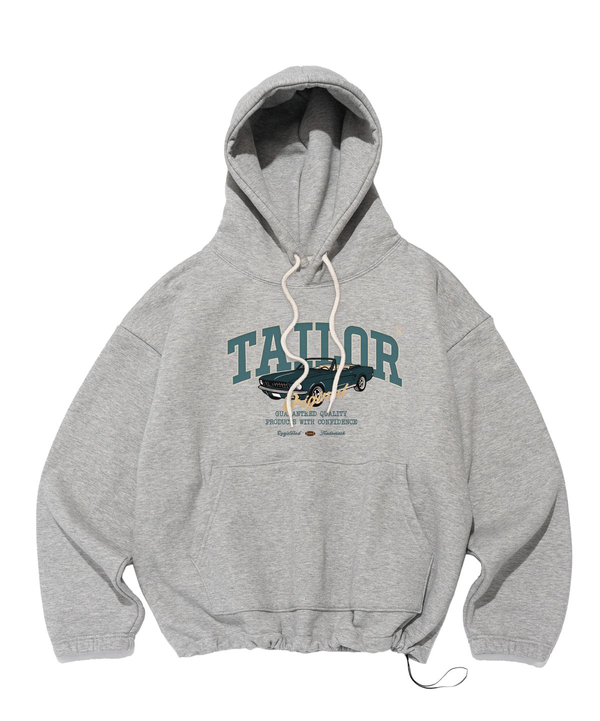 테일러 스튜디오(TAILOR STUDIO) [기모/NO기모] 클래식 카 그래픽 스트링 후드티셔츠 (그레이)