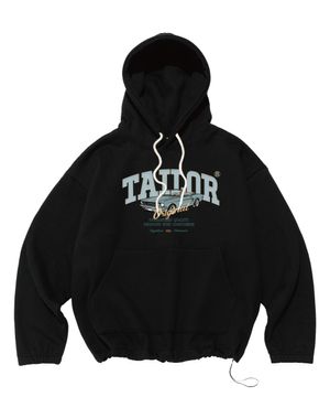 클래식 카 그래픽 스트링 후드티셔츠 (블랙)