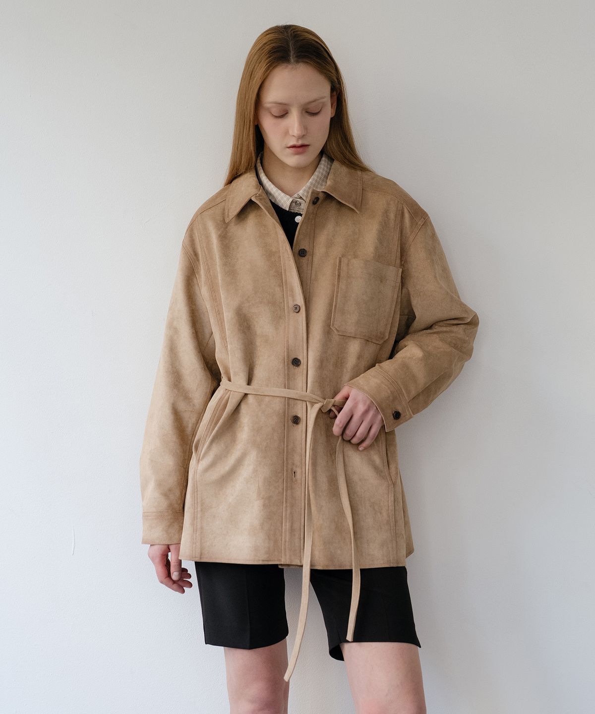 노운베러(KNOWNBETTER) Suede shirts jacket [KNSS05JK09]_Beige