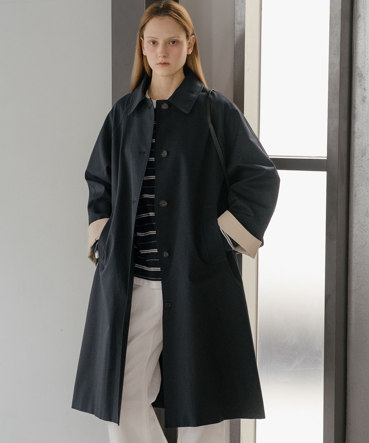 노운베러(KNOWNBETTER) Cotton loose trench coat [KNSS05CT02]_Navy
