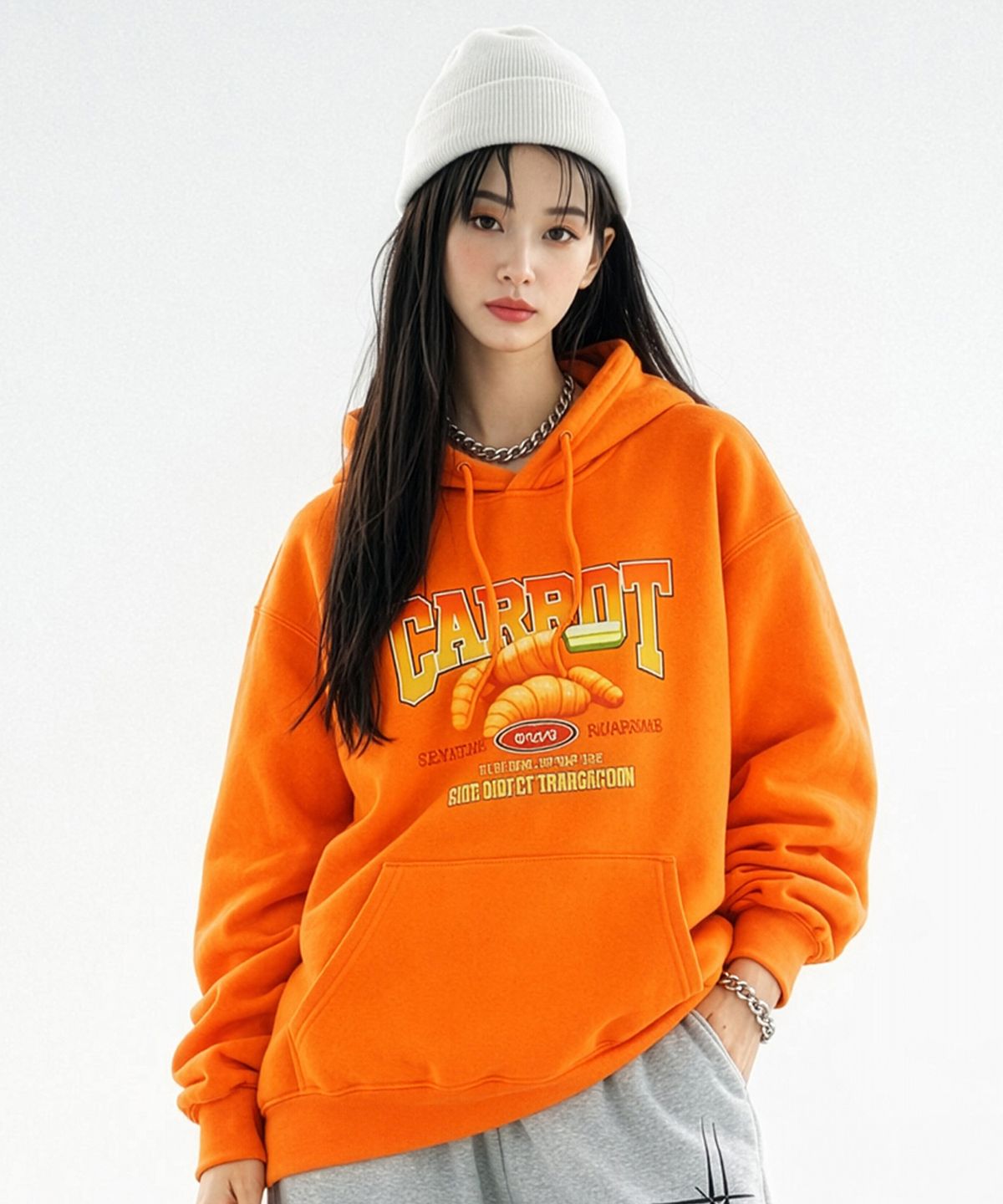 트립션(TRIPSHION) ORANGE CARROT 그래픽 후드티 - 9 COLORS