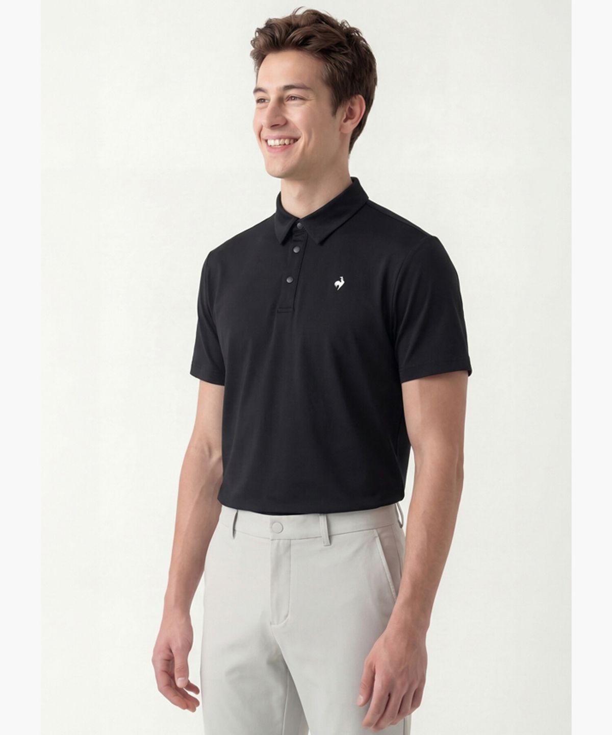 르꼬끄 골프(LECOQ GOLF) 남성 어드레스 15˚카라 티셔츠 블랙 GR121MTS21