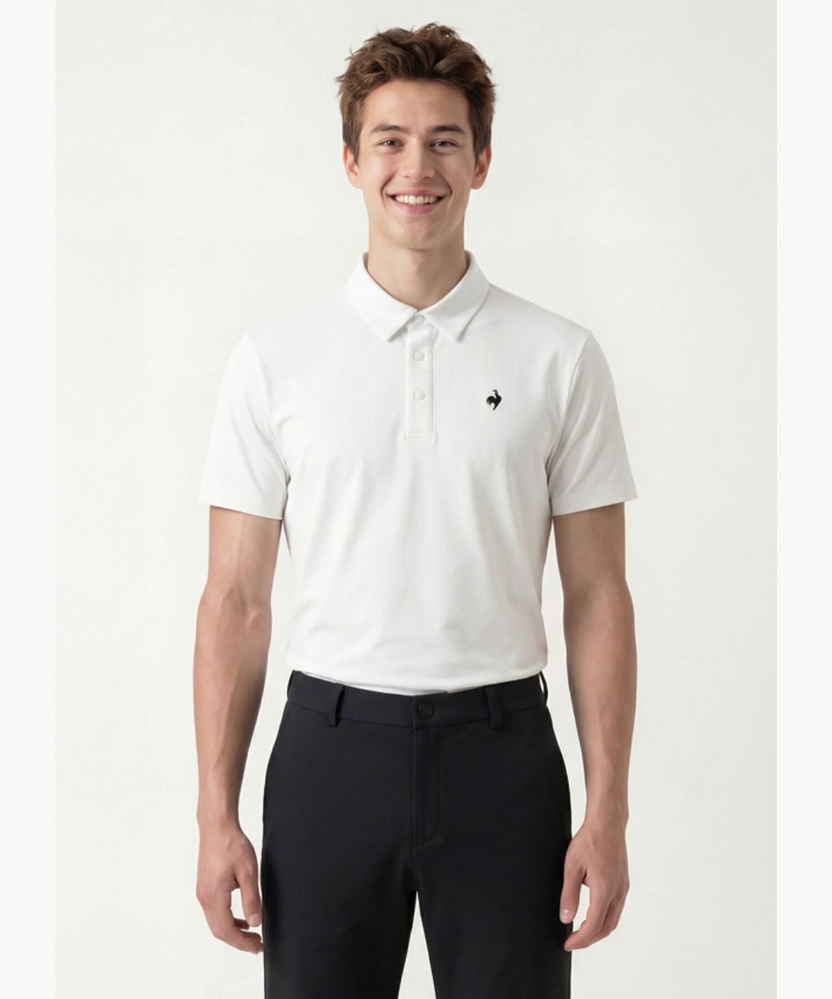 르꼬끄 골프(LECOQ GOLF) 남성 어드레스 15˚카라 티셔츠 화이트 GR121MTS21