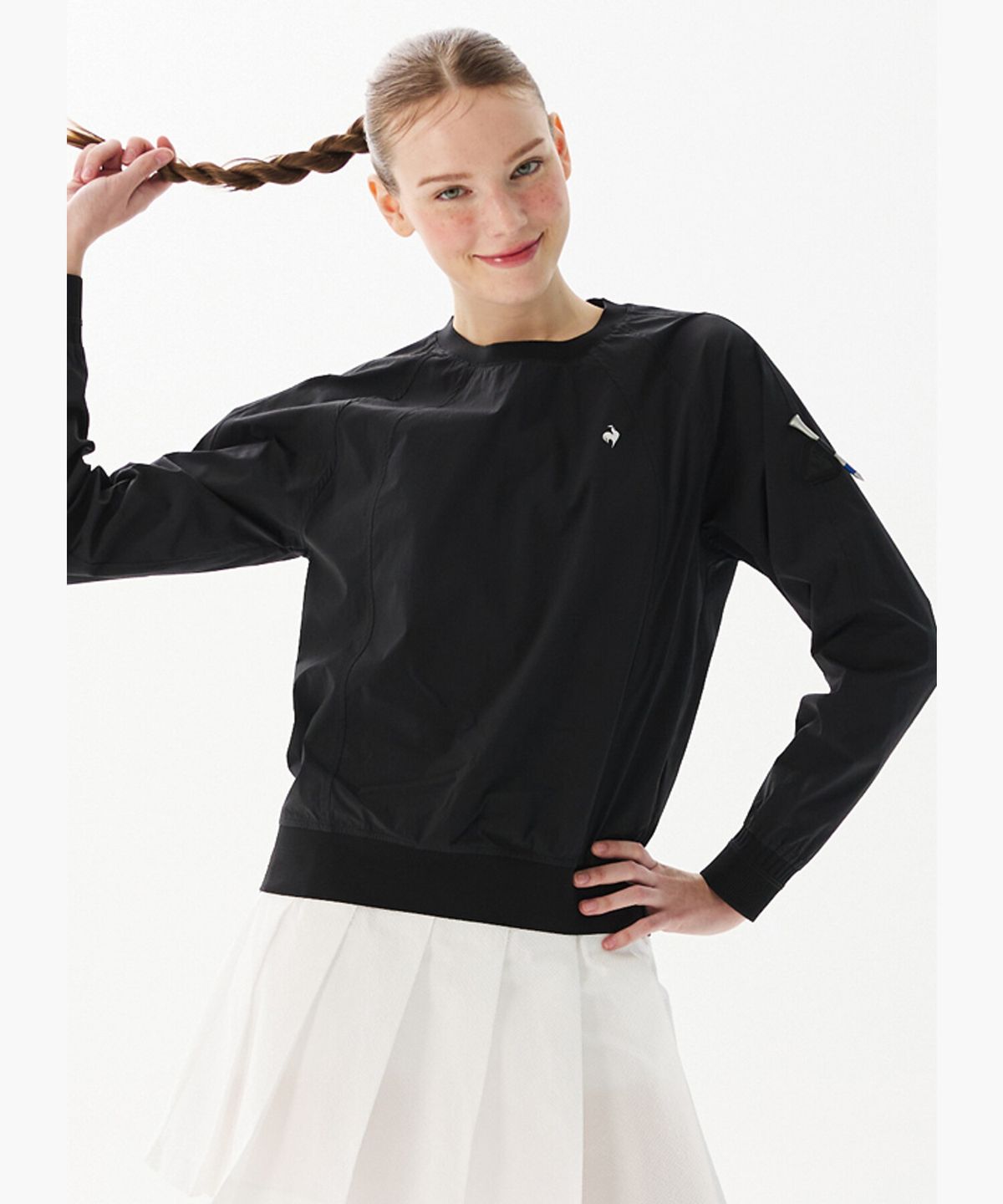 르꼬끄 골프(LECOQ GOLF) [COQ ATTI TAB] 여성 절개 우븐 티셔츠 블랙 GR122LRL11