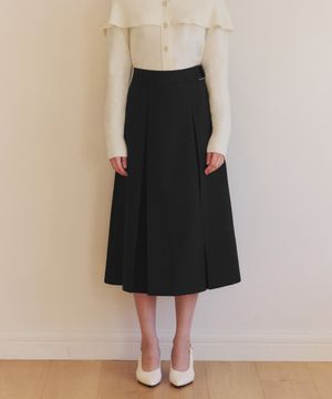 벨트 플리츠 스커트 / 블랙