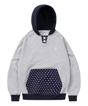 TRIANGLE 단작 배색 후드티_네이비