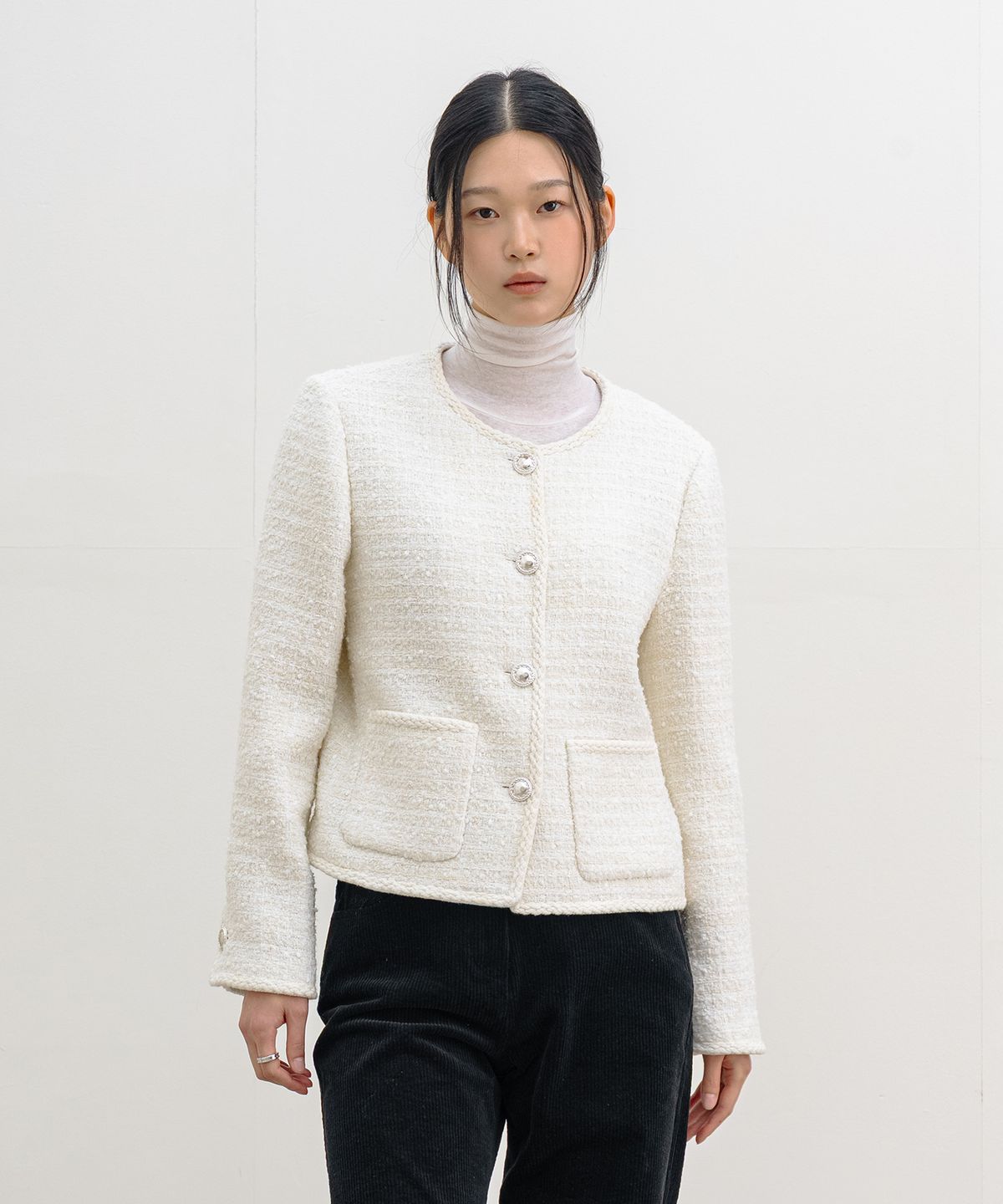 클루니(CLUNY) Glowline Wool Tweed Jacket - White