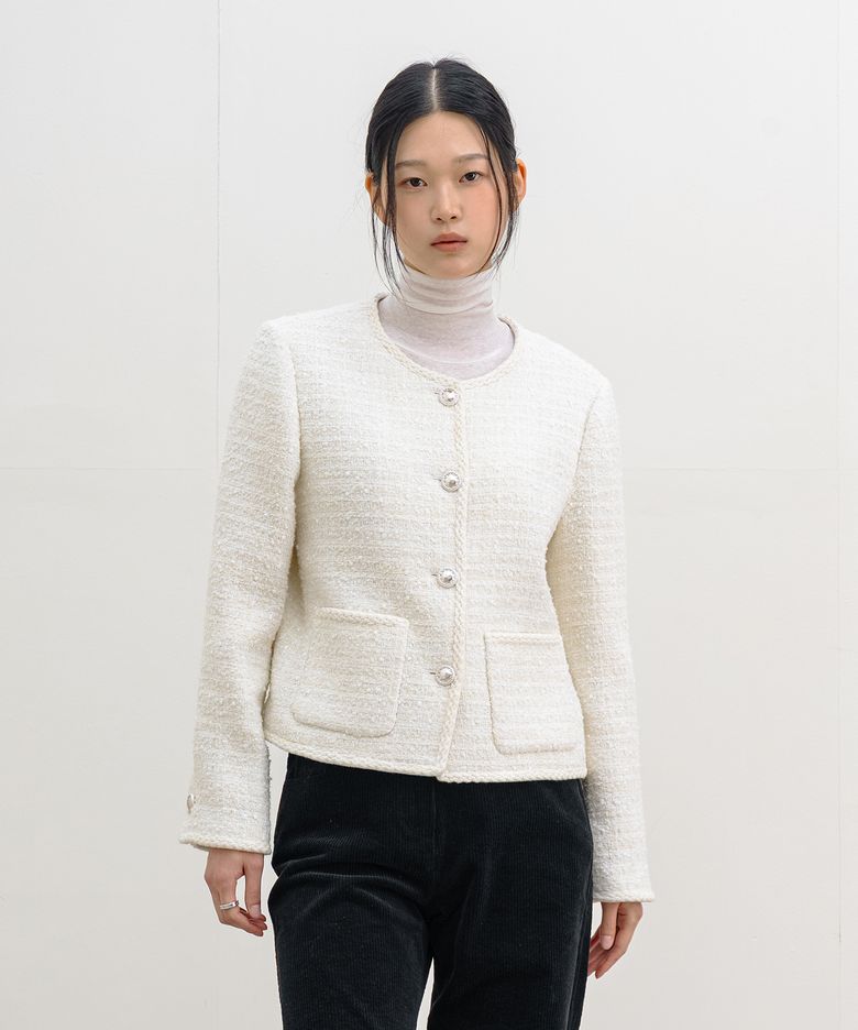 Glowline Wool Tweed Jacket - White