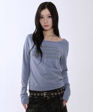 레터링 슬림 L/S 티 [블루]