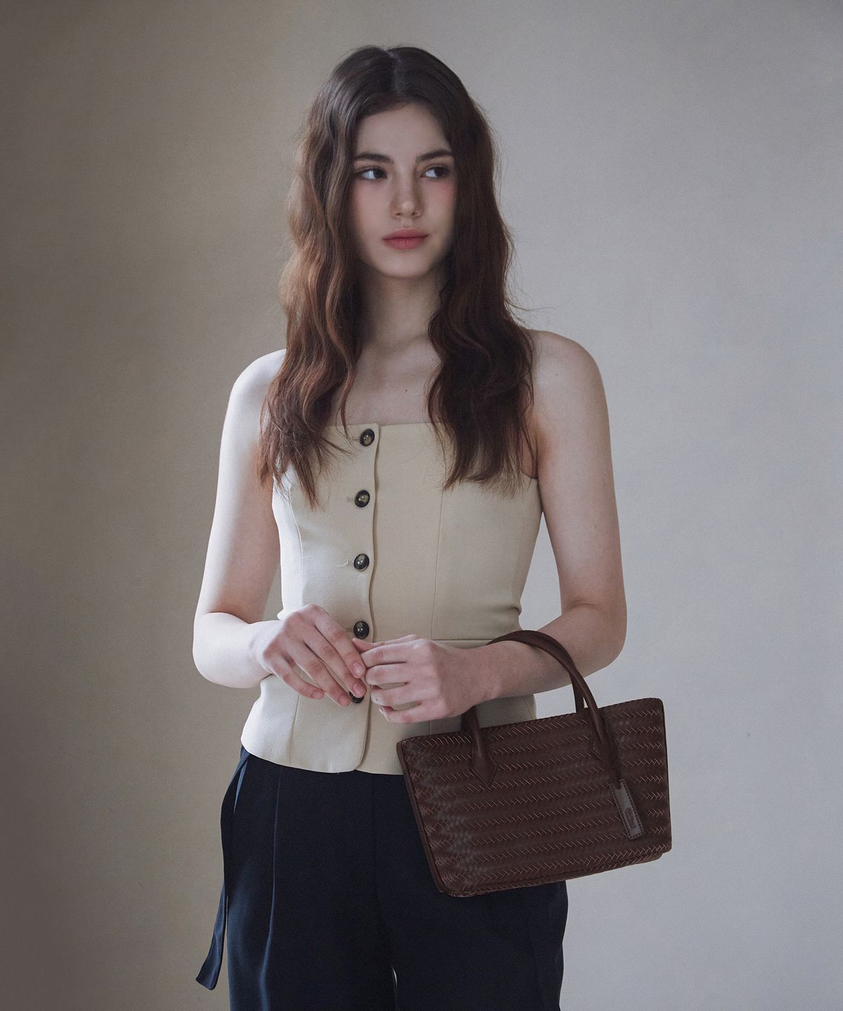 벨류엣(VALLUAT) Ceane Weaving bag_Brown