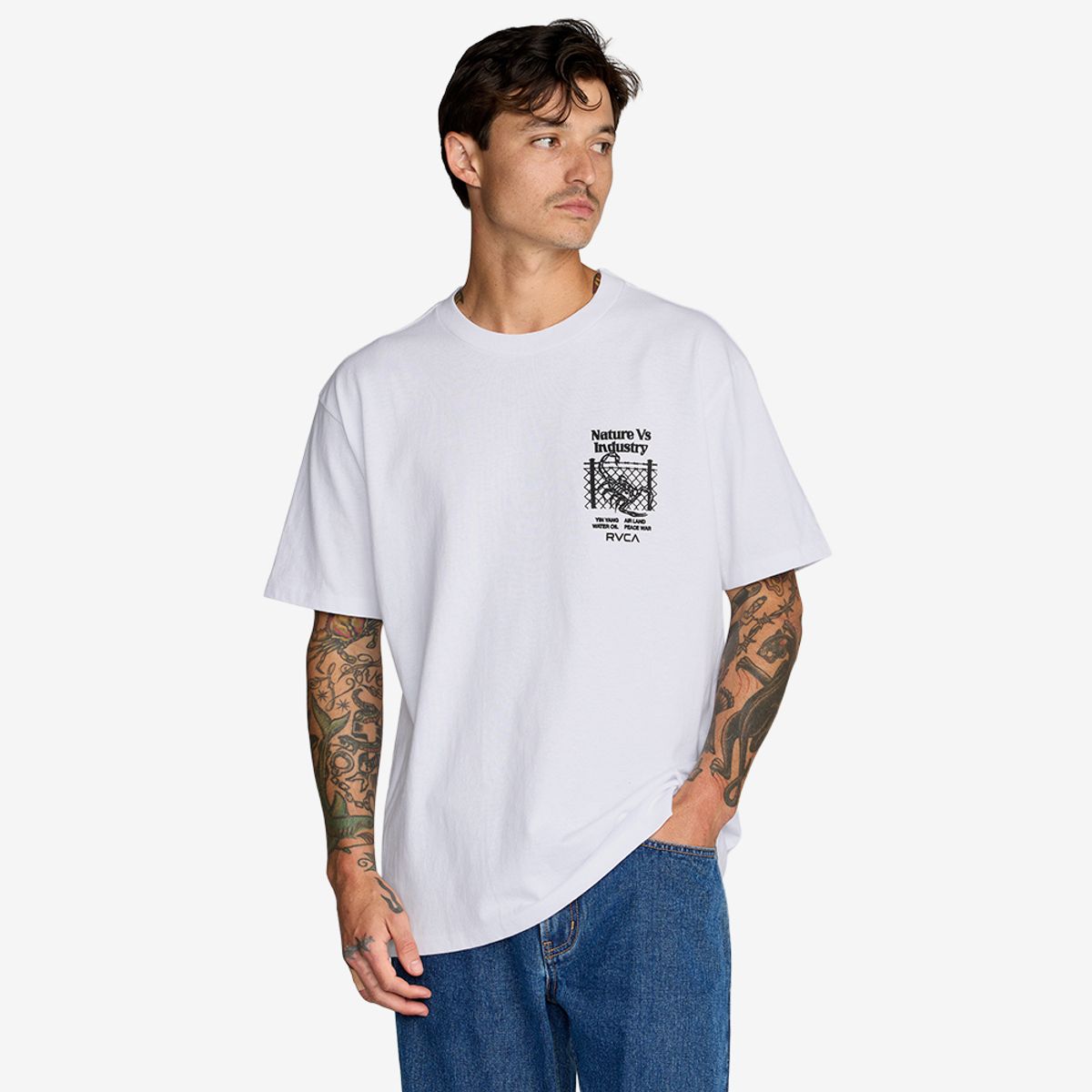 루카(RVCA) 남성 SECURITY CODE 반팔 티셔츠 (VG11ST006WHT)