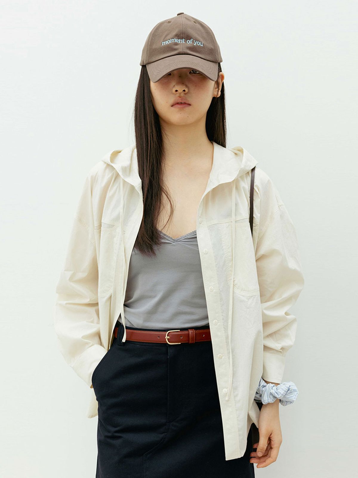 더라이(THERYE) Pocket Hooded Shirt(Beige)