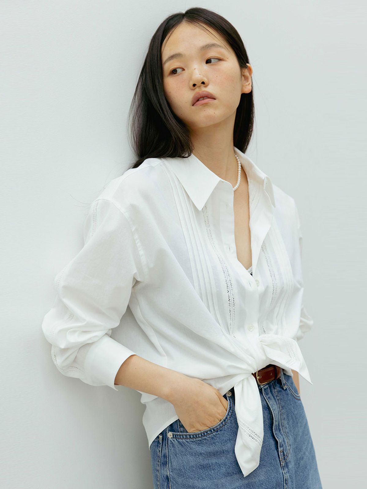 더라이(THERYE) Lace Cotton Shirt(Ivory)