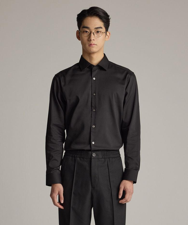 Gentlemens Philosophy 텐셀 플루이드 셔츠 블랙_JDSXZ05CSB