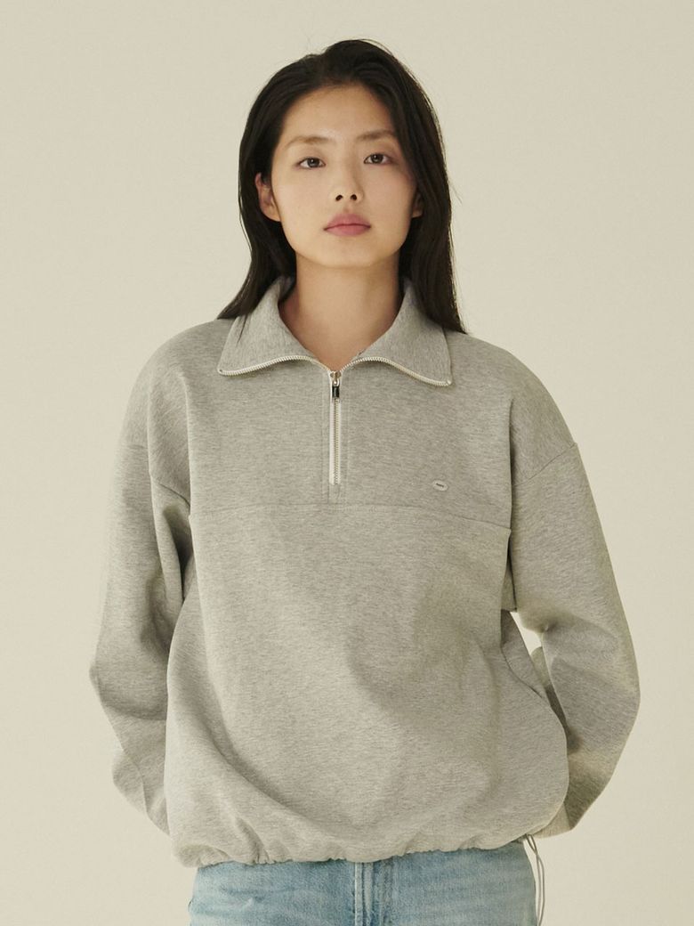 코튼 하프 집업 스웻셔츠 - 멜란지 그레이/ Cotton Half-Zip Up Sweatshirt - M.Gray