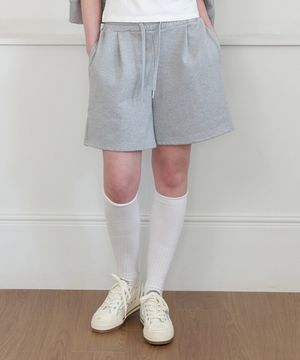 Sweat cotton banded shorts - gray