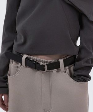 Logo Embossed Classic Belt - Black