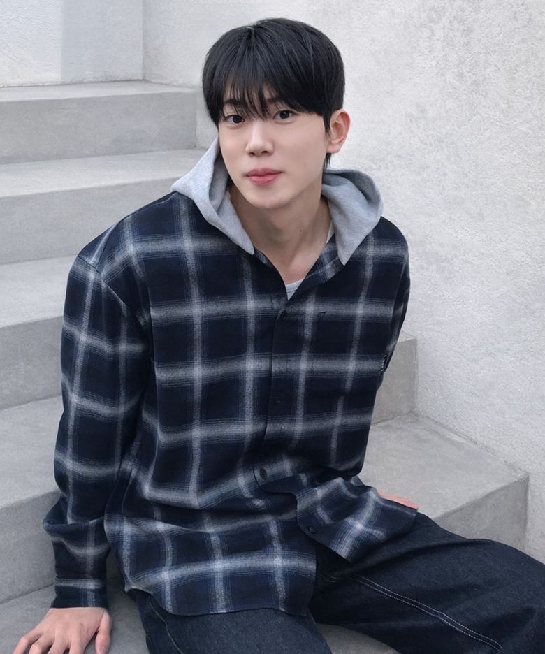 후디드 체크 셔츠 아우터 [네이비]