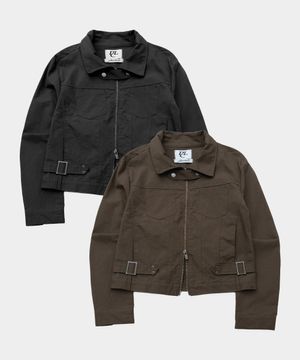 벨티드 리벳 인시전 슬림 라인 피티드 블루종 코튼 긴팔 자켓_2COLOR