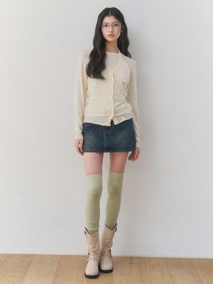 [빈티지워싱/벨트포함] 빈티지 데님 벨트 미니 스커트 (BLUE)