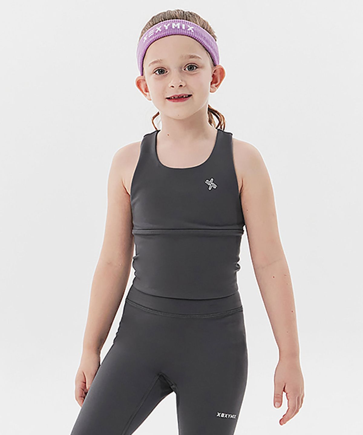 젝시믹스 키즈(XEXYMIX KIDS) 젤라 키즈 크롭 브라탑 샤크그레이 KT1504G