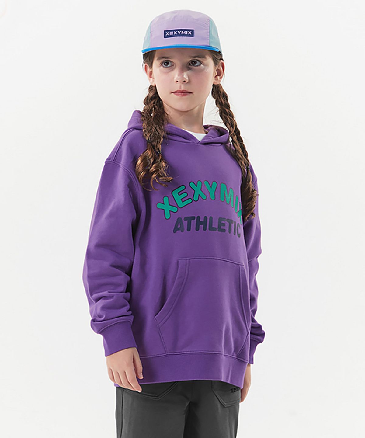 젝시믹스 키즈(XEXYMIX KIDS) 아코 루즈핏 후드 울우라퍼플 KA1027G
