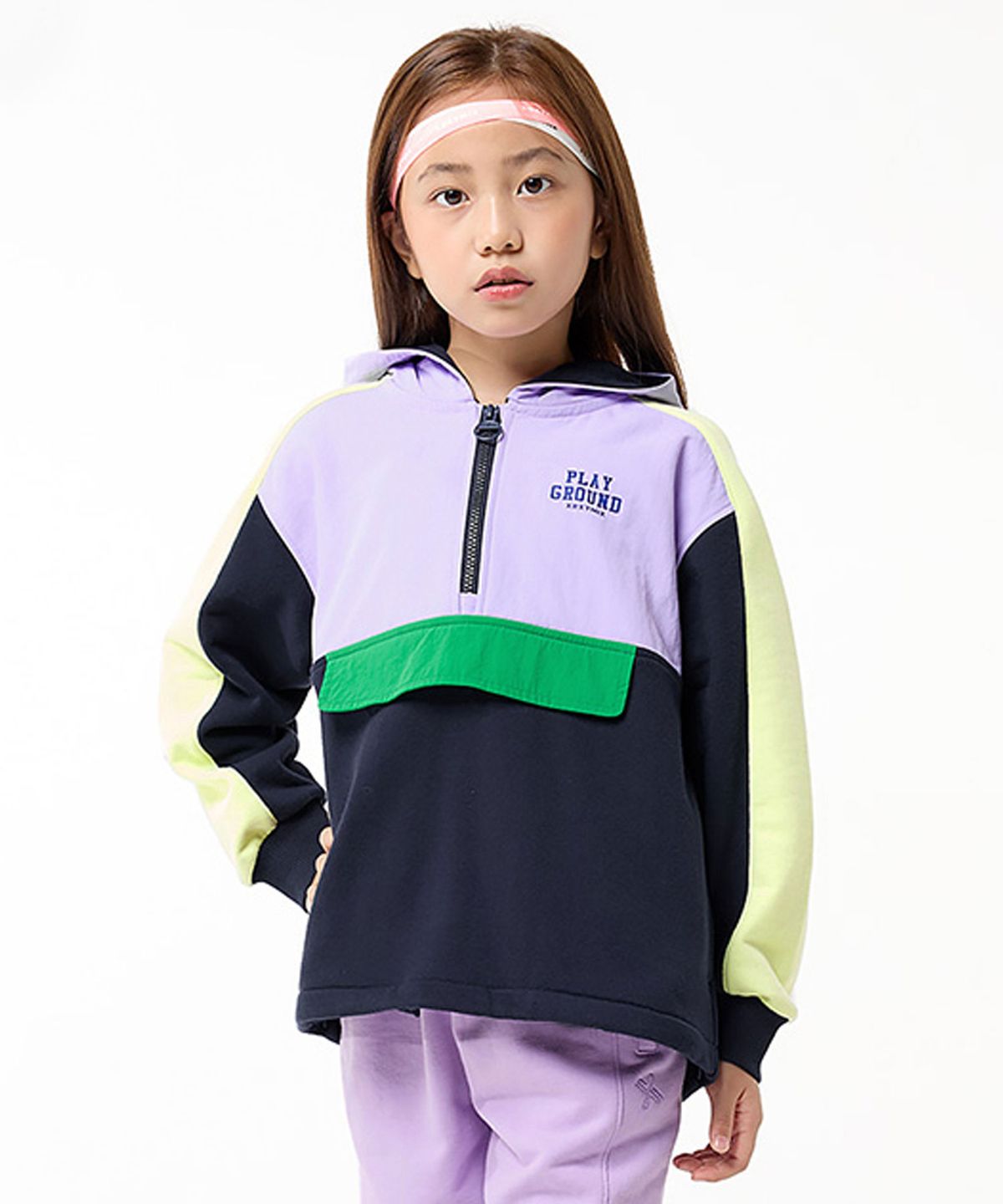 젝시믹스 키즈(XEXYMIX KIDS) 플레이 캥거루 후드 블로러퍼플 KA1033G