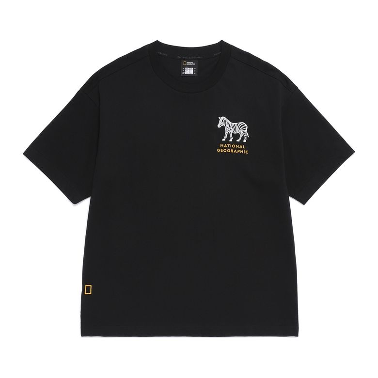 N262UTS960 라텔 리젠 동물 실루엣 그래픽 세미오버핏 반팔 티셔츠 BLACK