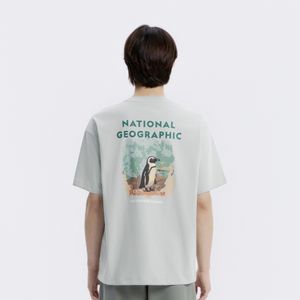 N262UTS962 라텔 리젠 동물 빅그래픽 세미오버핏 반팔 티셔츠 LIGHT KHAKI