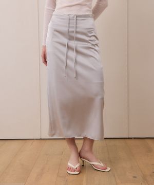 Satin long H line skirt - ash