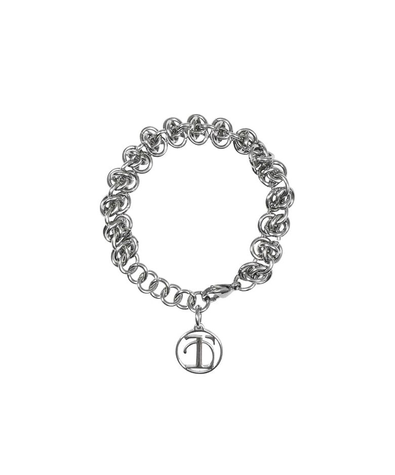 Round Charm Bold Chain Bracelet [ Silver ]