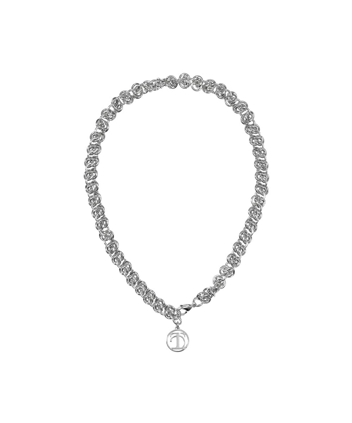 트리밍버드(TREEMINGBIRD) Round Charm Bold Chain Necklace [ Silver ]