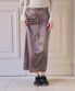 Satin long H line skirt - charcoal
