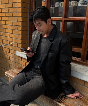 크링클 레더 블레이저 자켓  [블랙]