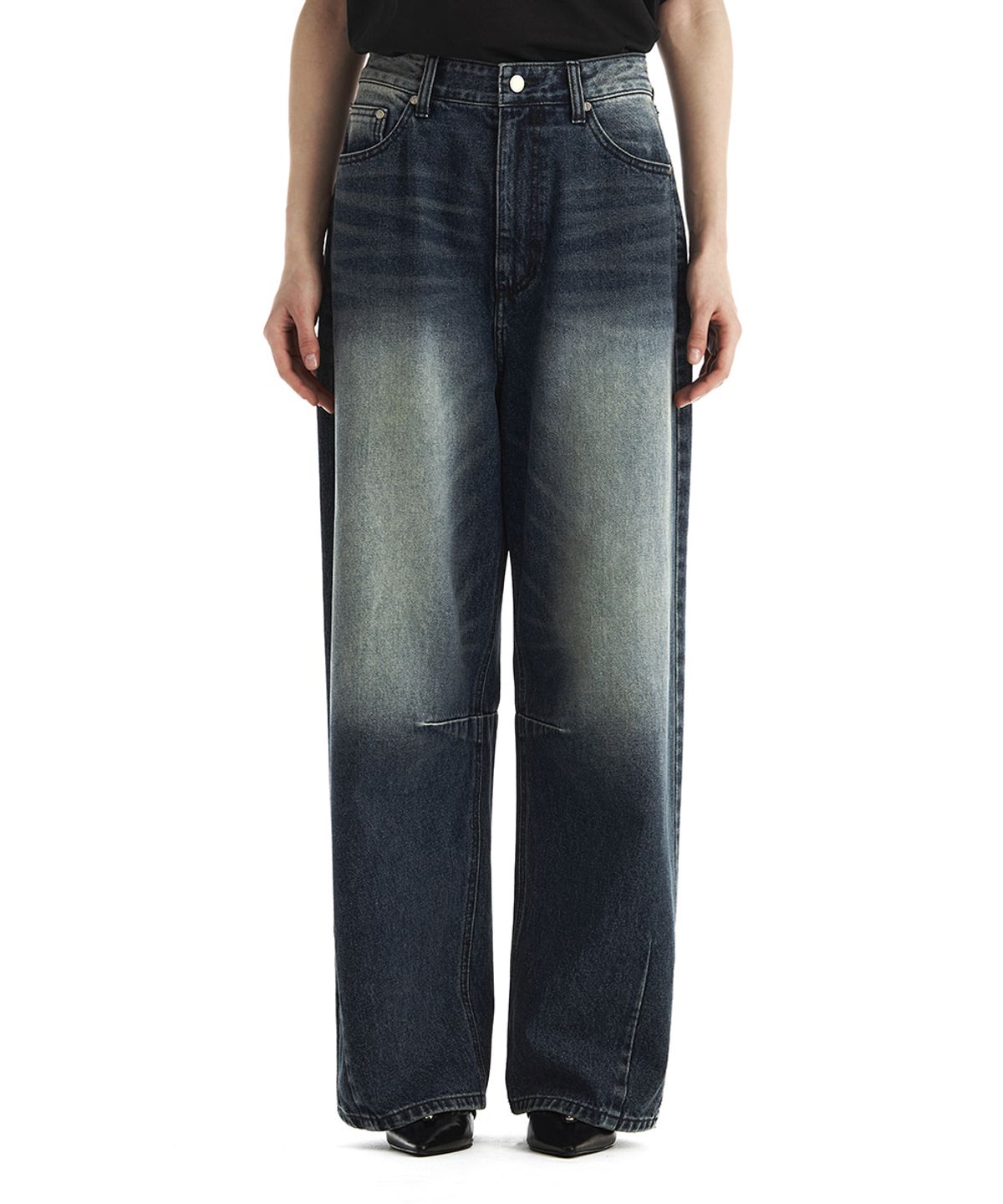 트리밍버드(TREEMINGBIRD) Dart Tapered Denim Pants [ Blue ]