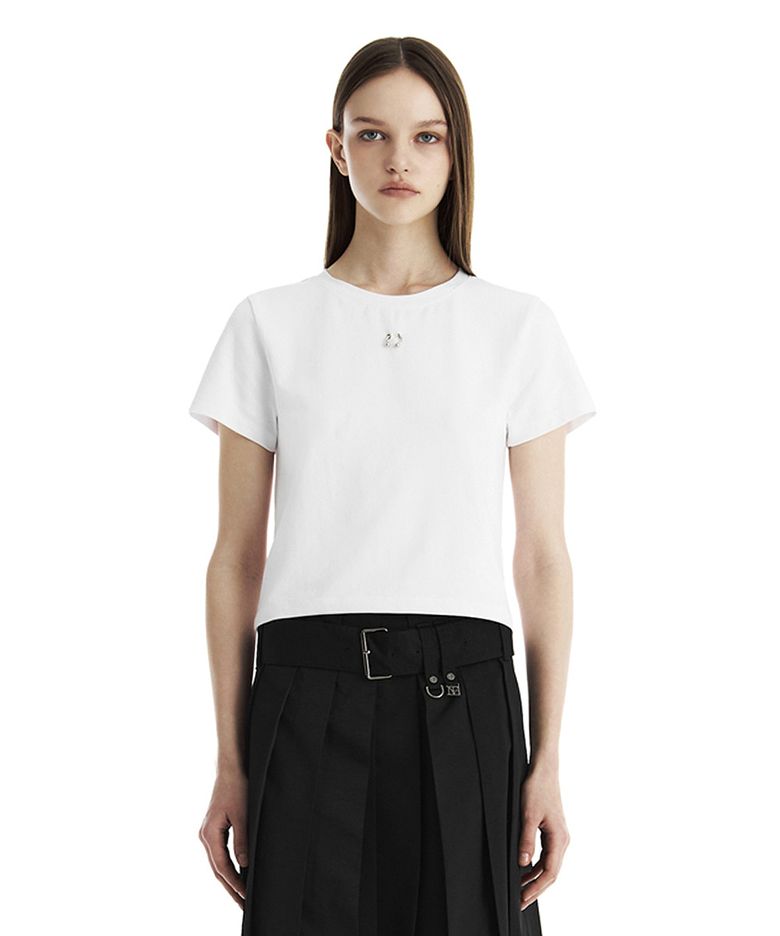 Piercing Slim-Fit T-Shirt [ White ]