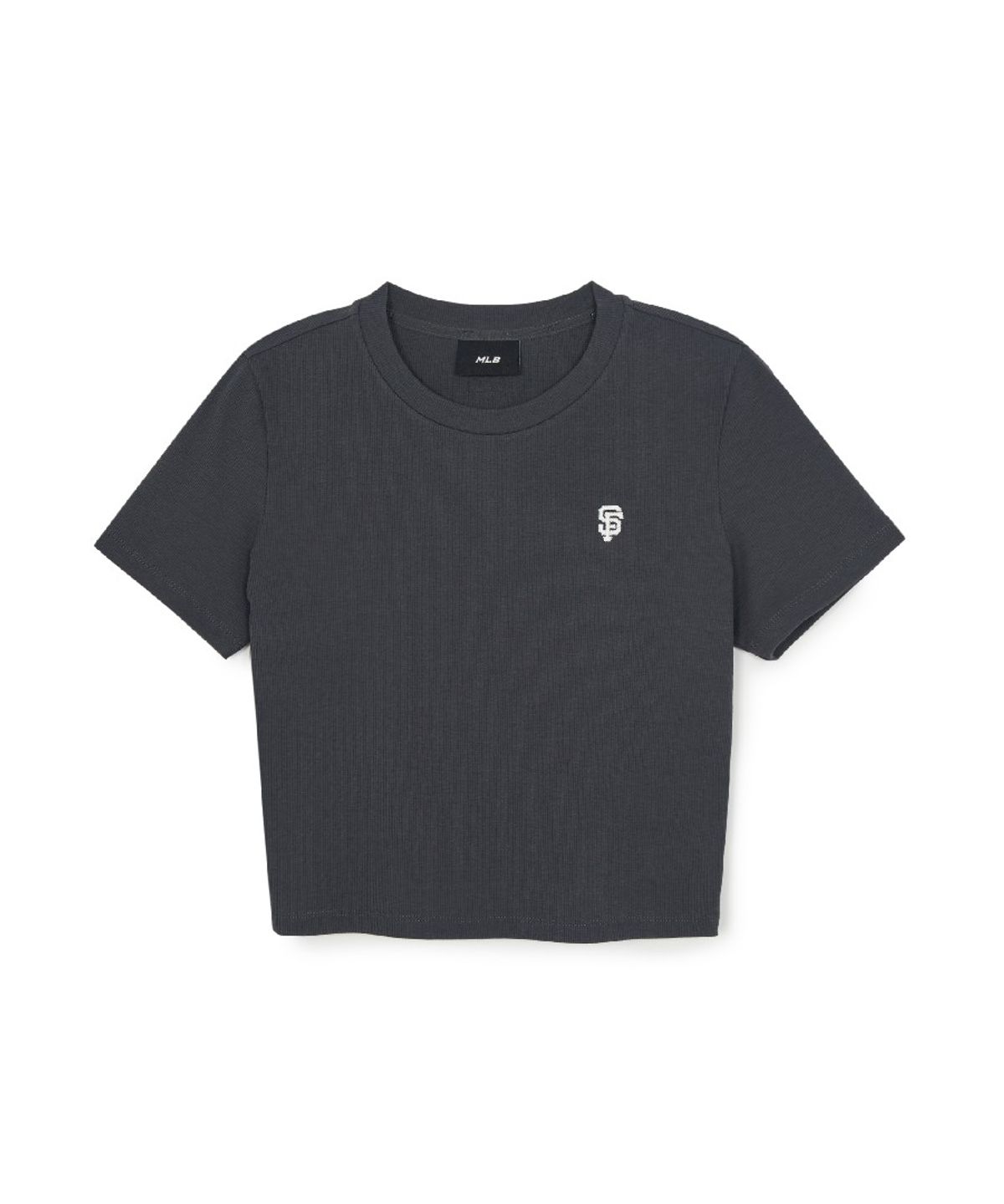 엠엘비(MLB) 여성 빈티지 슬림 골지 반팔 티셔츠 SF (D.Charcoal Grey)