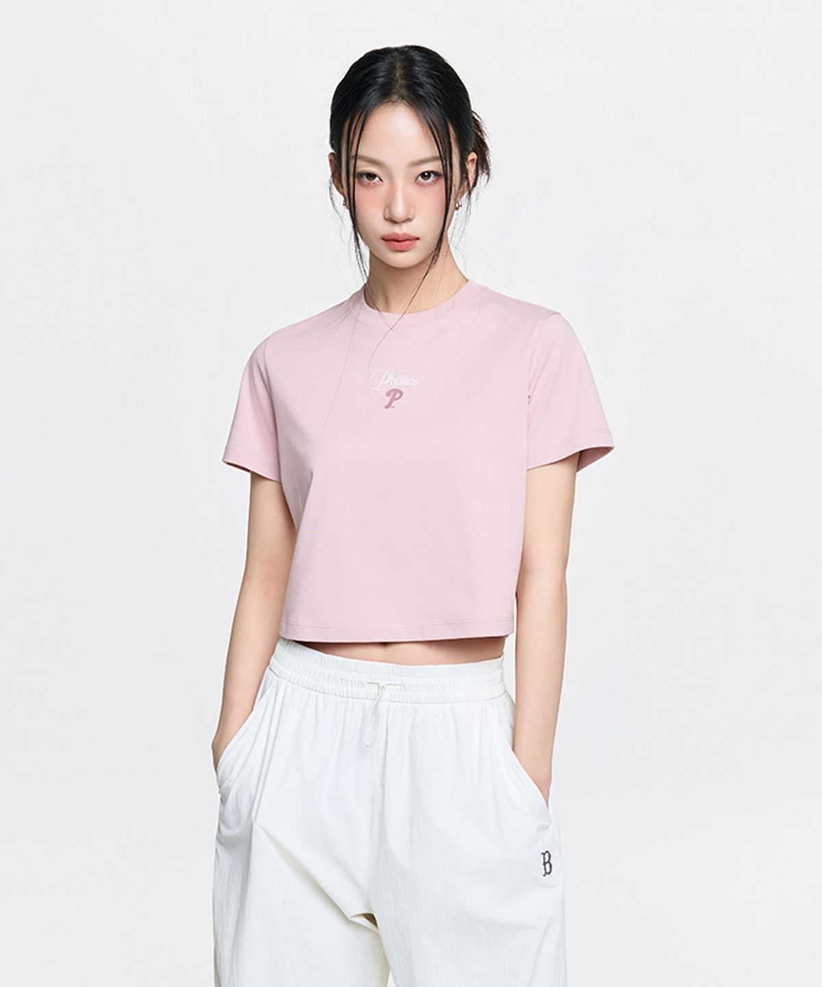 엠엘비(MLB) 여성 셰리프 로고 포인트 컴포터블 크롭 반팔 티셔츠 PHI (L.Pink)