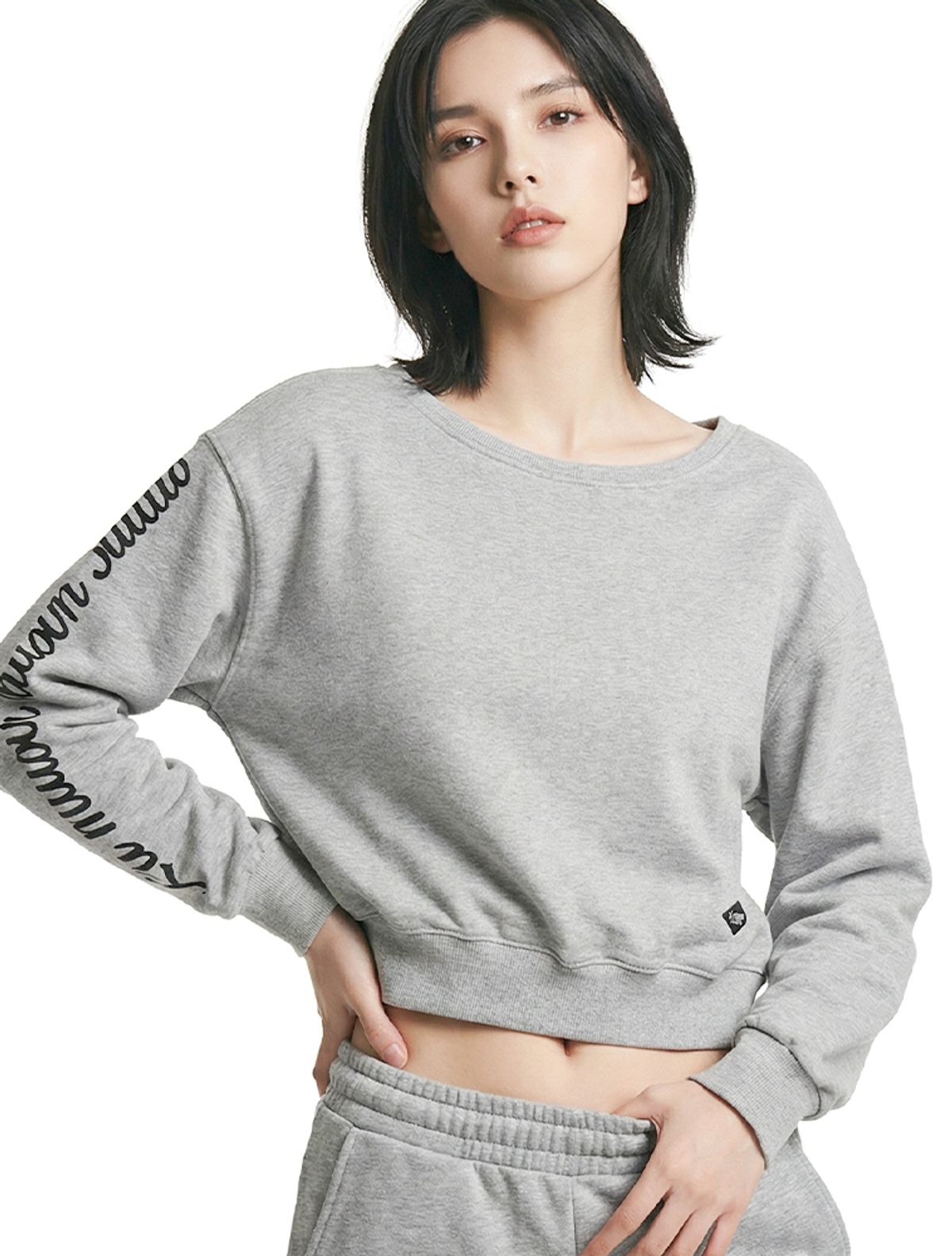 라 메종 스튜디오(LA MAISON STUDIO) LOGO OFF-SHOULDER SWEATSHIRTS MELANGRAY(FCG1TS731W)