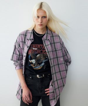 에센셜 체크 셔츠 다크 핑크_HH16110001