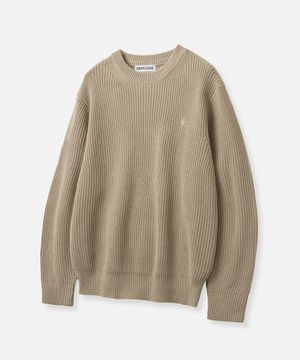 에센셜 오버핏 라운드 하찌 니트_베이지