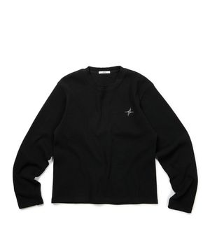 SIGNATURE LOGO WAFFLE L/S TEE (BLACK)