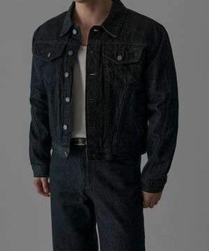 다크 인디고 데님 크롭 트러커 자켓 [다크인디고]