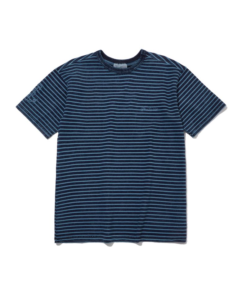 [TRAILWEAR]인디고 스트라이프 미니쭈리 마린자수 티셔츠 블루_FS2KT14U