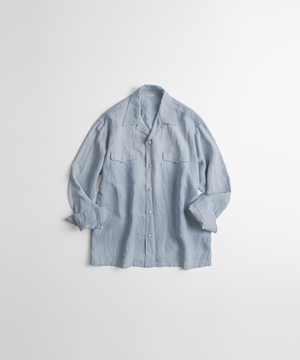 WASHED RAYON CAMP COLLAR SHIRTS washed blue
