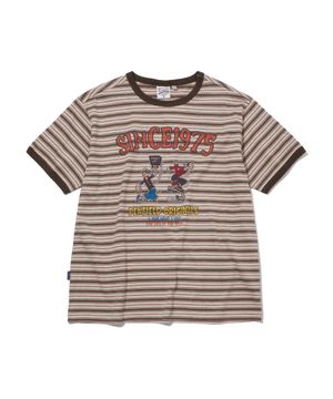 멀티 스트라이프 파운더스 반팔 티셔츠 브라운_FS2KT33U